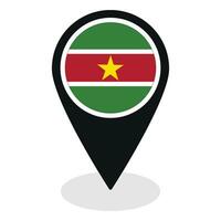 suriname flagga på Karta precisera ikon isolerat. flagga av suriname vektor