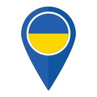 Ukraine Flagge auf Karte punktgenau Symbol isoliert. Flagge von Ukraine vektor