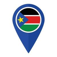 Süd Sudan Flagge auf Karte punktgenau Symbol isoliert. Flagge von Süd Sudan vektor