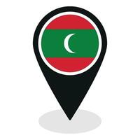 maldiverna flagga på Karta precisera ikon isolerat. flagga av maldiverna vektor
