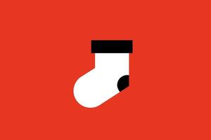 Weihnachten Socke Symbol Vektor Illustration Vorlage Design isoliert auf rot Hintergrund.