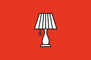 Lampe Symbol auf rot Hintergrund. eben Stil Konzept. Vektor Illustration.