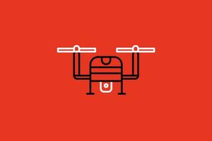 Drohne Symbol im modisch Linie Stil isoliert auf rot Hintergrund. Vektor Illustration