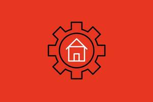 Clever Haus und Ausrüstung Logo Design Konzept. Zahn Ausrüstung mit Zuhause Symbol. vektor