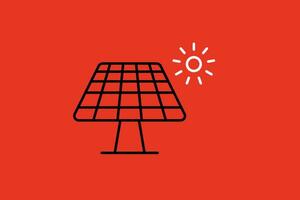 Solar- Panel Linie Symbol auf rot Hintergrund. ökologisch Konzept. Vektor Illustration