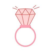 Diamant Ring Symbol auf Weiß Hintergrund. Schmuck Vektor Illustration. Valentinstag Tag