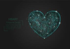 abstrakt isolerat blå bild av en hjärta. polygonal illustration utseende tycka om stjärnor i de blask natt himmel i spase eller flygande glas skärvor. digital design för hemsida, webb, internet vektor