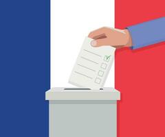 Frankreich Wahl Konzept. Hand setzt Abstimmung Bekanntmachung vektor
