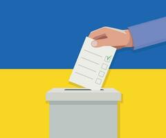 Ukraine Wahl Konzept. Hand setzt Abstimmung Bekanntmachung vektor