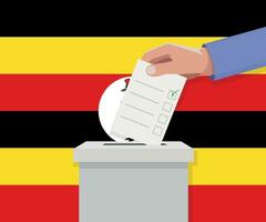Uganda Wahl Konzept. Hand setzt Abstimmung Bekanntmachung vektor