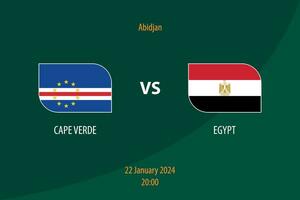 cape verde mot egypten fotboll tavlan utsända mall vektor