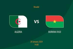 Algerien vs. Burkina Faso Fußball Anzeigetafel Übertragung Vorlage vektor