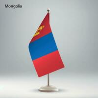 flagga av mongoliet hängande på en flagga stå. vektor