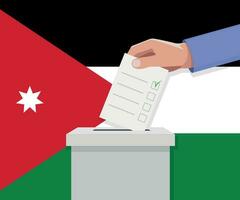 Jordan Wahl Konzept. Hand setzt Abstimmung Bekanntmachung vektor