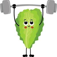 komisch Grün Grüner Salat Maskottchen Herstellung Fitnessstudio vektor