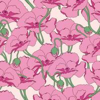 färgrik rosa blomma sömlös mönster yta design för tapeter, inslagning, tyg, klippbok vektor