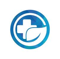 Kreuz Blatt Logo Design Vektor Symbol. Natur medizinisch Logo Vorlage Symbol Logo