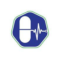 medizinisch Kapsel Vektor Logo Vorlage. diese Design verwenden Kapsel und Impuls Symbol