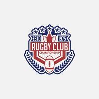 rugby logotyp bricka och klistermärke vektor