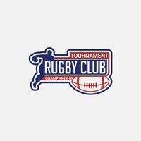 rugby logotyp bricka och klistermärke vektor