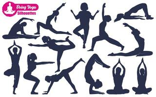 Yoga oder Meditation Silhouetten Vektor Illustration