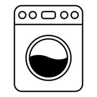 ikon automatisk tvättning maskin med torktumlare för tvättning smutsig kläder vektor