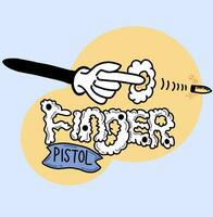 finger pistol retro toon stil teckning begrepp vektor