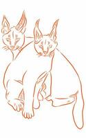 Zwilling Katze Haustier einfach skizzieren vektor