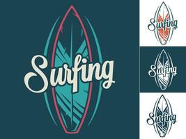 skriva ut uppsättning av surfing surfbräda. hawaii styrelse logotyp vektor