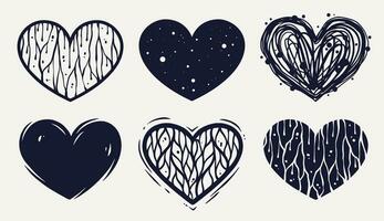 silhuett uppsättning av kärlek hjärta för valentines dag Semester. vår vektor illustration för februari fest design