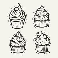 Cupcake Gliederung Illustration, Sahne Kuchen Muffin Geburtstag Dessert vektor