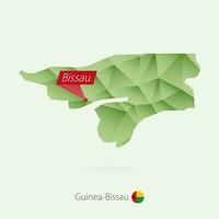 grön lutning låg poly Karta av guinea-bissau med huvudstad bissau vektor