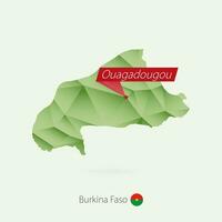 grön lutning låg poly Karta av Burkina faso med huvudstad ouagadougou vektor