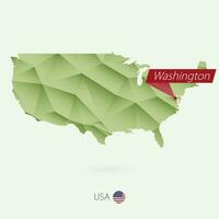 Grün Gradient niedrig poly Karte von USA mit Hauptstadt Washington vektor