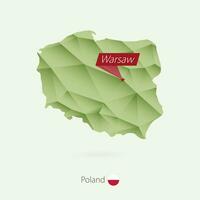 Grün Gradient niedrig poly Karte von Polen mit Hauptstadt Warschau vektor