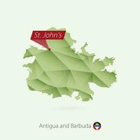 grön lutning låg poly Karta av antigua och barbuda med huvudstad st. johns vektor