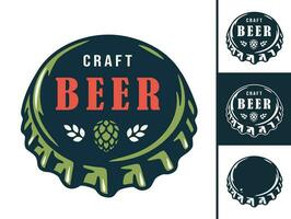 einstellen von Emblem oder Logo mit Kunst Bier Metall Kork vektor