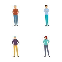 äldre vård ikoner uppsättning tecknad serie vektor. professionell vård för äldre människor vektor
