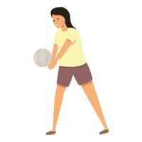 flicka skola volleyboll ikon tecknad serie vektor. studerande Gym Lycklig spela vektor