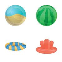 Schwimmen Spielzeug Symbole einstellen Karikatur Vektor. aufblasbar Ausrüstung vektor
