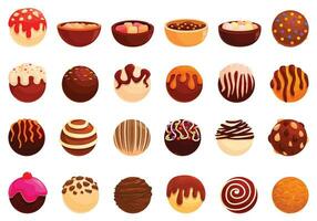 choklad bomba ikoner uppsättning tecknad serie vektor. mat efterrätt vektor