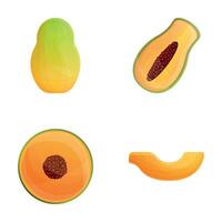 papaya frukt ikoner uppsättning tecknad serie vektor. färsk exotisk frukt vektor