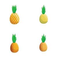 Ananas Obst Symbole einstellen Karikatur Vektor. exotisch Obst vektor