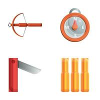 jägare ammunition ikoner uppsättning tecknad serie vektor. jägare Utrustning vektor