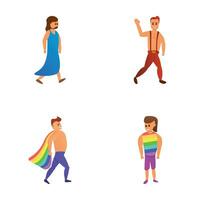 lgbt Marathon- Symbole einstellen Karikatur Vektor. lgbt Gemeinschaft Vertreter vektor