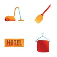 Hotel Ausrüstung Symbole einstellen Karikatur Vektor. Hotel Zubehörteil und Ausrüstung vektor