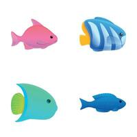 Fisch Symbole einstellen Karikatur Vektor. verschiedene Zier bunt Fisch vektor