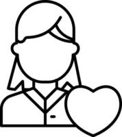 Frau Liebe Gliederung Vektor Illustration Symbol