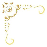 Gold Eleganz Jahrgang Ecke und Rahmen Element. Zier locken Vektor. klassisch Strudel Linie Ornament. Filigran Design kalligraphisch Dekoration zum rahmen, Gruß Karte, Einladung, Speisekarte, Zertifikat. vektor