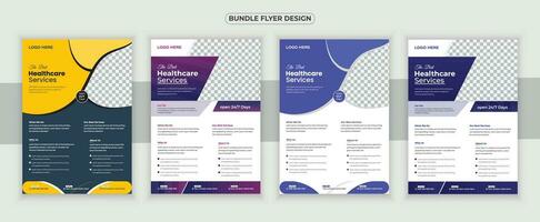 medizinisch Flyer oder dl Flyer und Gestell Karte Design Vorlage und medizinisch Broschüre Design vektor